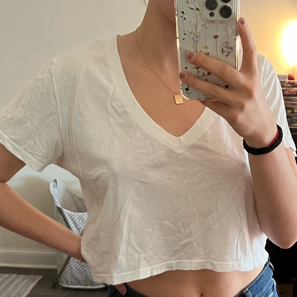 White Brandy Melville Cropped Tee